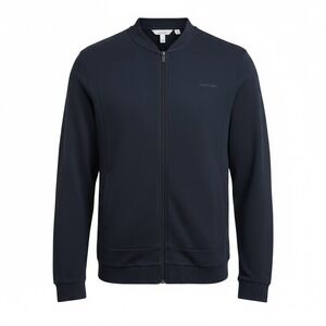 Calvin Klein Mens XXL‎ Full Zip Jacket Navy Blue Knit Bomber Sweatshirt